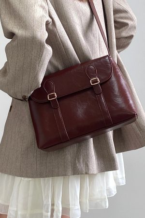 Vintage Faux Leather Messenger Bag