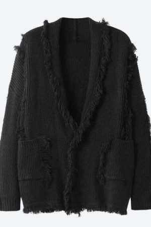 Vintage Pockets Tasseled Knitted Cardigan