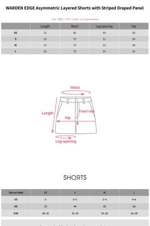 WARDEN EDGE Asymmetric Layered Shorts with Striped Draped Panel