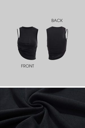 WARDEN EDGE Asymmetrical Strap Cropped Tank Top