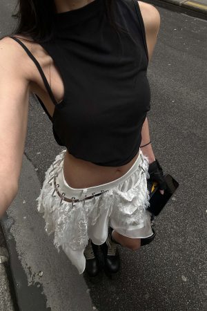 WARDEN EDGE Deconstructed Feather Fringe Skirt