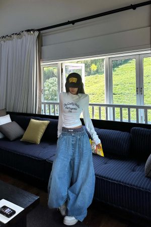 WARDEN EDGE Elastic Waist Wide Leg Denim Pants