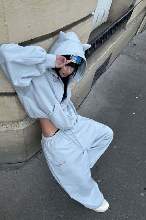 WARDEN EDGE Grey-Blue Hoodie Sweatpants Set