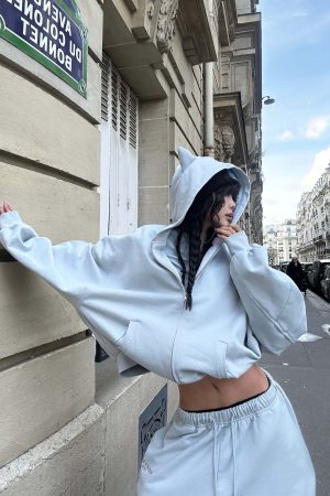 WARDEN EDGE Grey-Blue Hoodie Sweatpants Set