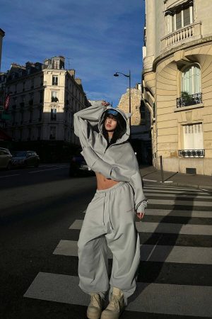 WARDEN EDGE Grey-Blue Hoodie Sweatpants Set