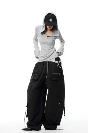 WARDEN EDGE High-Waisted Wide-Leg Cargo Pants