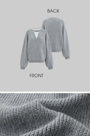 WARDEN EDGE Layered V-Neck Knit Sweater
