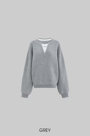 WARDEN EDGE Layered V-Neck Knit Sweater