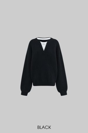 WARDEN EDGE Layered V-Neck Knit Sweater