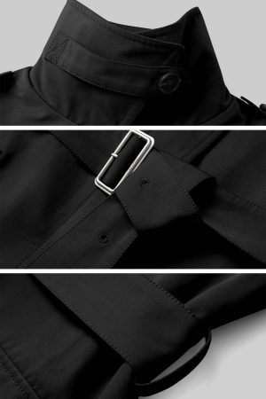 WARDEN EDGE Longline Black Trench Coat