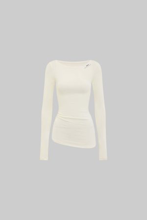 WARDEN EDGE Off-Shoulder Ribbed T-Shirt