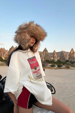 WARDEN EDGE Oversized Graphic T-Shirt with Soup Can Print