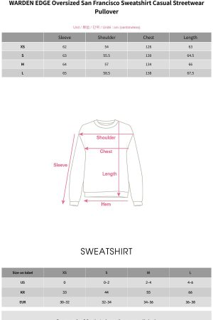 WARDEN EDGE Oversized San Francisco Sweatshirt Casual Streetwear Pullover