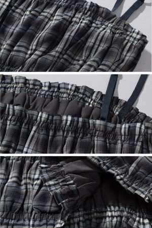 WARDEN EDGE Plaid Hooded Shirt Jacket with Matching Plaid Tube Top Set