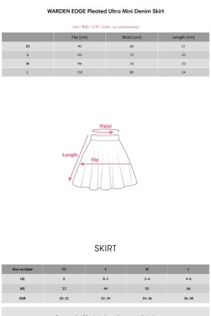 WARDEN EDGE Pleated Ultra Mini Denim Skirt