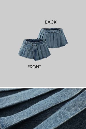 WARDEN EDGE Pleated Ultra Mini Denim Skirt