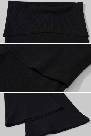 WARDEN EDGE Ribbed Knit Flared Pants & Cropped Camisole Set
