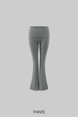 WARDEN EDGE Ribbed Knit Flared Pants & Cropped Camisole Set