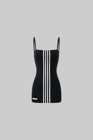 WARDEN EDGE Triple Stripe Minimalist Bodycon Dress