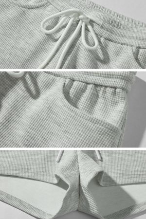 WARDEN EDGE Waffle Knit Lounge Shorts with Drawstring Waist