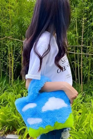 White Clouds & Blue Sky Fluffy Bag