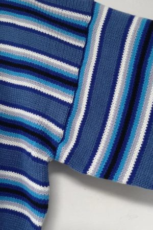 Wide Sleeved Striped Knitted Sweater