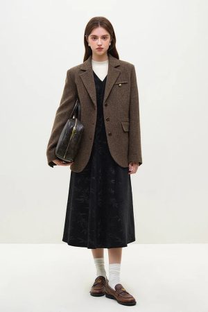 Wool Blazer Jacket & Mini Skirt Two Piece Set