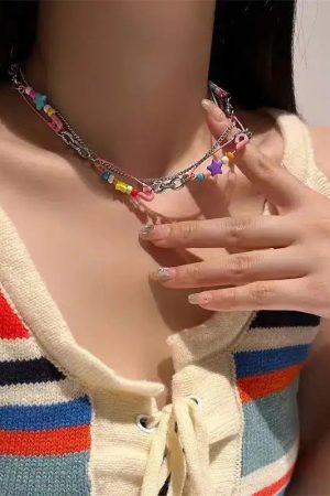 Y2K Beaded Pin Necklace