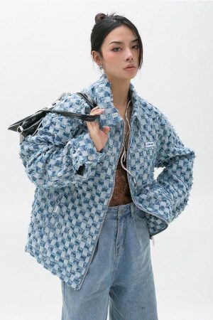Y2K Checkered Zip Up Jacket