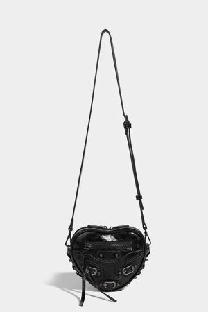 Y2K Grunge Belted Heart Shaped Bag