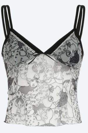Y2K Grunge Mesh Top