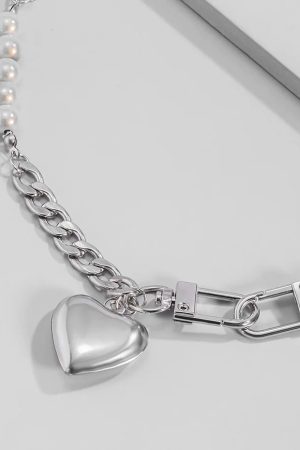 Y2K Heart Chain Beaded Necklace