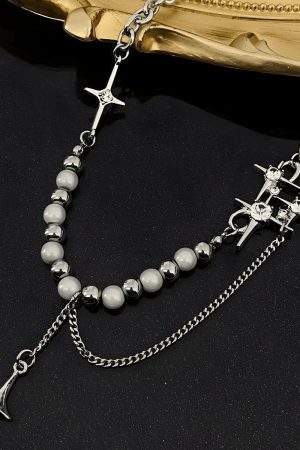 Y2K Star Beaded Chain Necklace