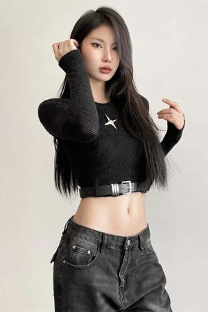 Y2K Star Belted Crop Top
