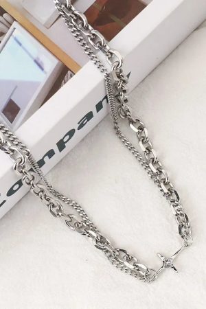 Y2K Star Double Chain Necklace