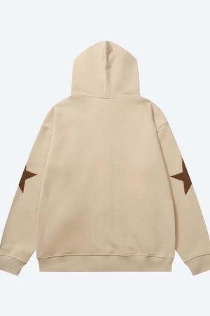 Y2K Star Patch Zip-Up Hoodie