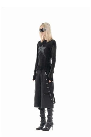 Y2K Star Tall Long Sleeve Corduroy Sweater