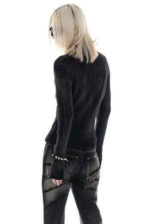 Y2K Star Tall Long Sleeve Corduroy Sweater